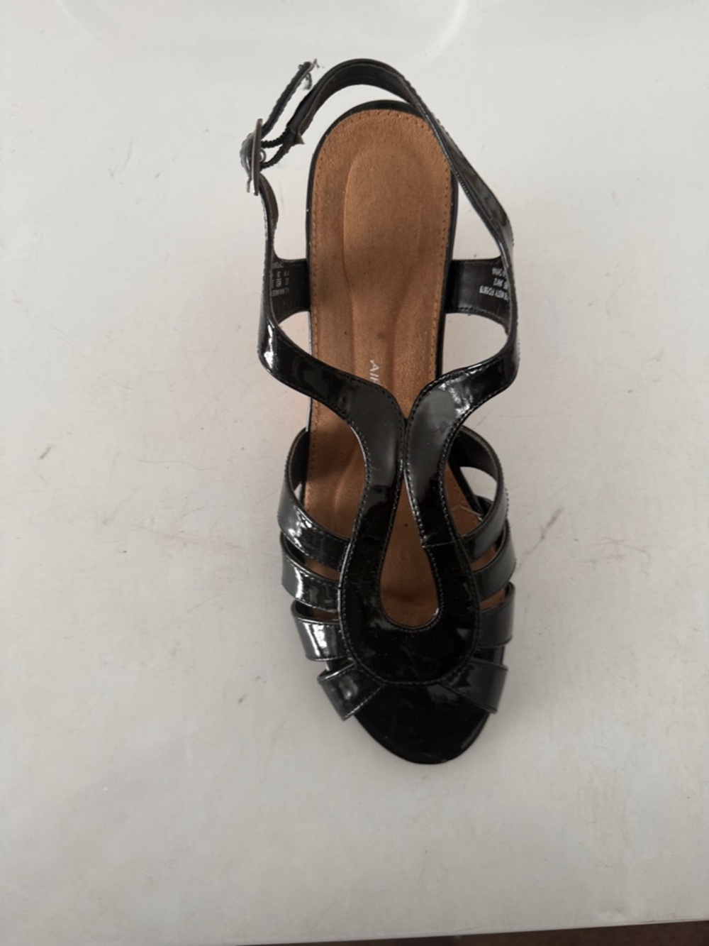 Classic Black Patent Strappy Heel with Ankle Buckle
